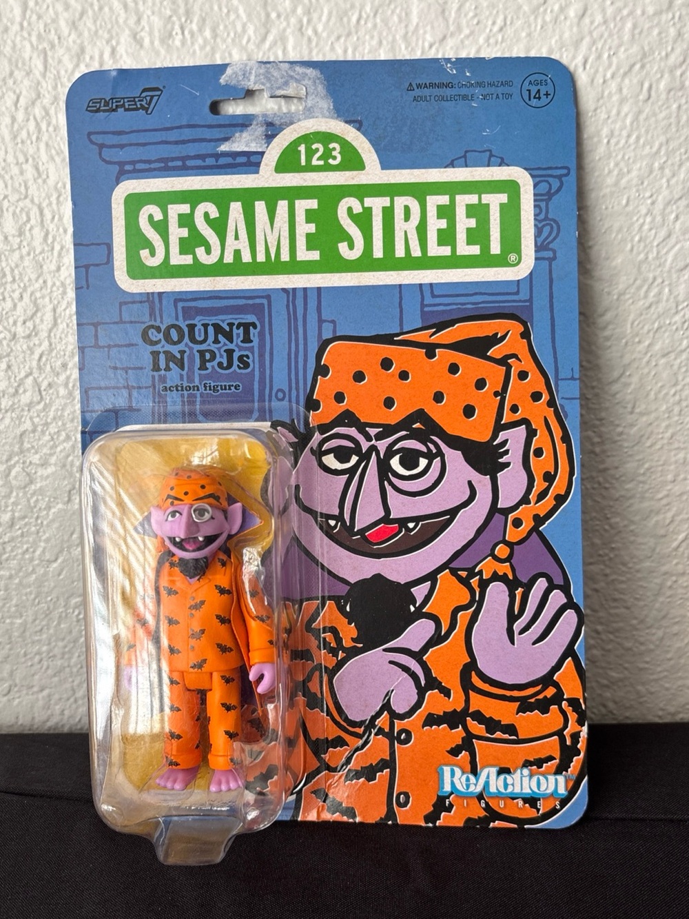 Super7 Sesame Street Count in PJs ReAction 3.75” Figure New